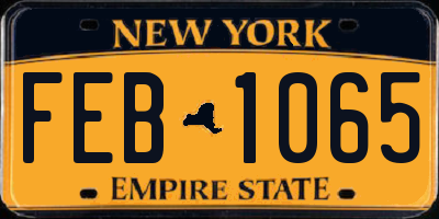 NY license plate FEB1065