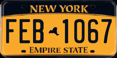 NY license plate FEB1067