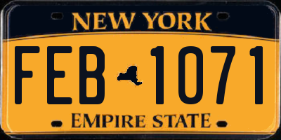 NY license plate FEB1071