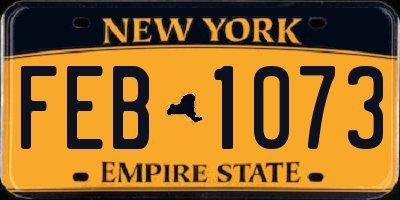 NY license plate FEB1073