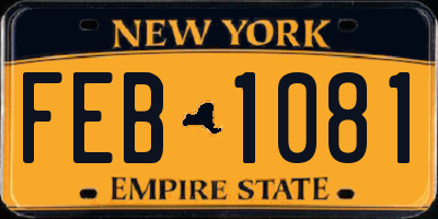 NY license plate FEB1081