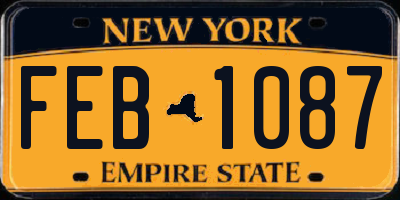 NY license plate FEB1087
