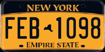 NY license plate FEB1098