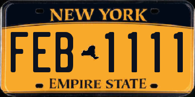 NY license plate FEB1111