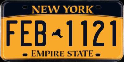 NY license plate FEB1121