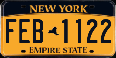 NY license plate FEB1122