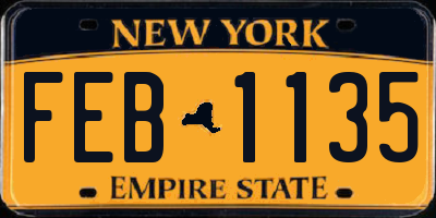 NY license plate FEB1135