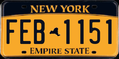 NY license plate FEB1151