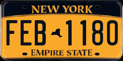 NY license plate FEB1180