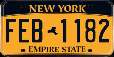 NY license plate FEB1182