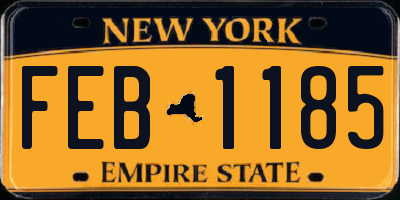NY license plate FEB1185