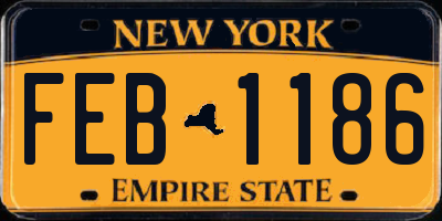 NY license plate FEB1186