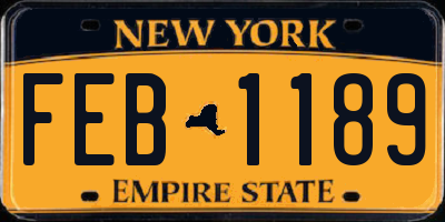 NY license plate FEB1189