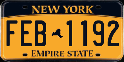 NY license plate FEB1192
