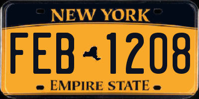 NY license plate FEB1208