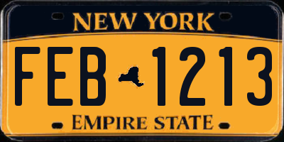 NY license plate FEB1213