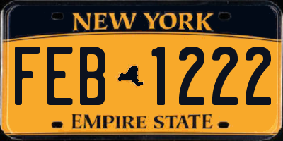 NY license plate FEB1222