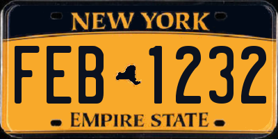 NY license plate FEB1232