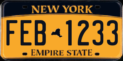 NY license plate FEB1233
