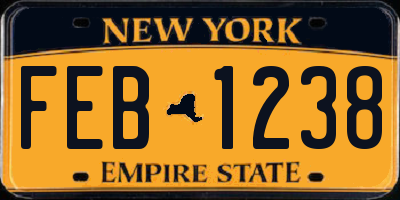 NY license plate FEB1238