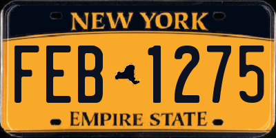 NY license plate FEB1275