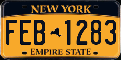 NY license plate FEB1283