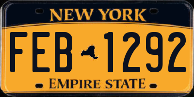 NY license plate FEB1292
