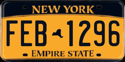 NY license plate FEB1296
