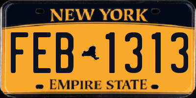 NY license plate FEB1313
