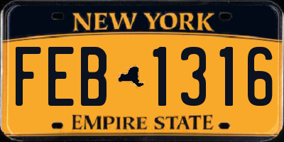NY license plate FEB1316