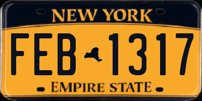 NY license plate FEB1317