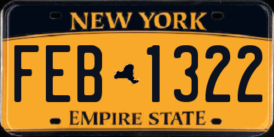 NY license plate FEB1322