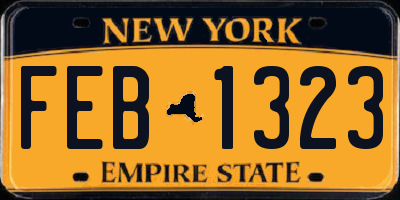 NY license plate FEB1323
