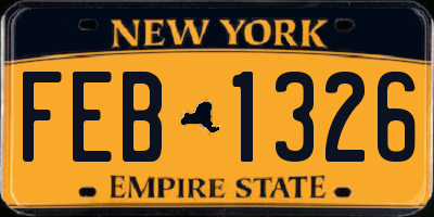 NY license plate FEB1326