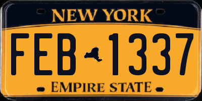 NY license plate FEB1337