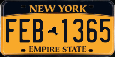 NY license plate FEB1365