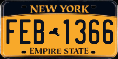 NY license plate FEB1366