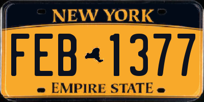 NY license plate FEB1377