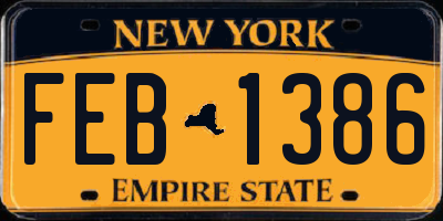 NY license plate FEB1386