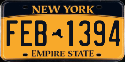 NY license plate FEB1394