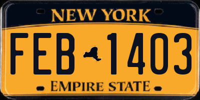 NY license plate FEB1403