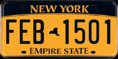 NY license plate FEB1501