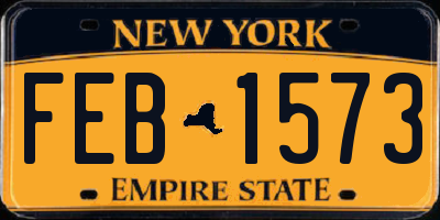 NY license plate FEB1573