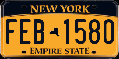 NY license plate FEB1580