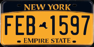 NY license plate FEB1597