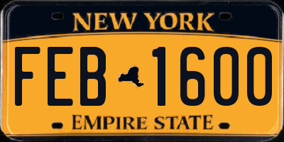 NY license plate FEB1600