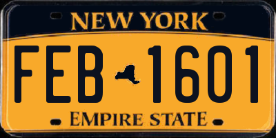 NY license plate FEB1601