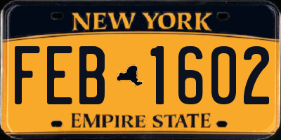 NY license plate FEB1602