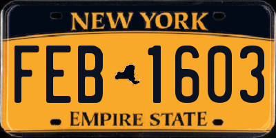 NY license plate FEB1603