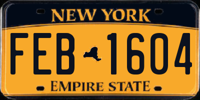 NY license plate FEB1604